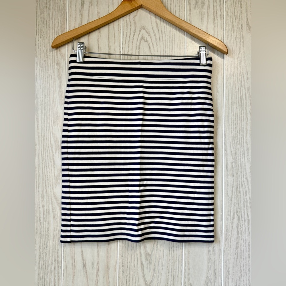 Madewell White Blue Nautical Striped Ponte Stretch Skirt Size M EUC